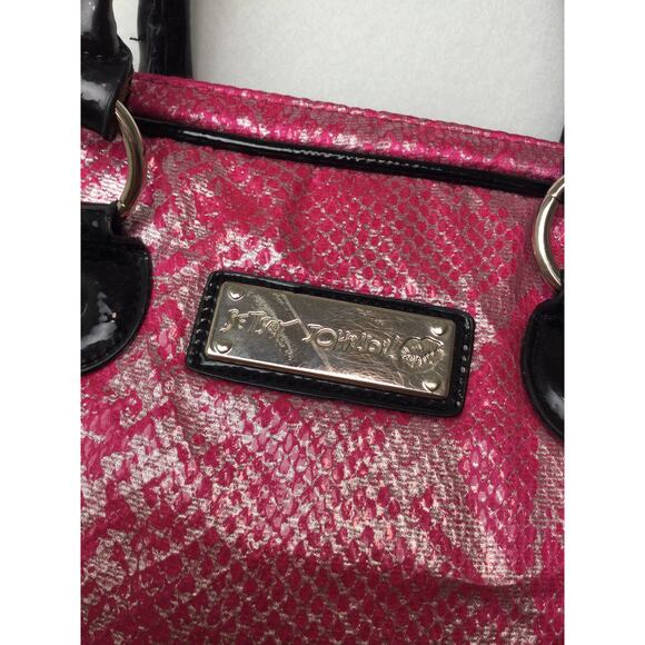 Betsey Johnson Laptop Bag Pink Metallic Snake Print - Picture 3 of 5